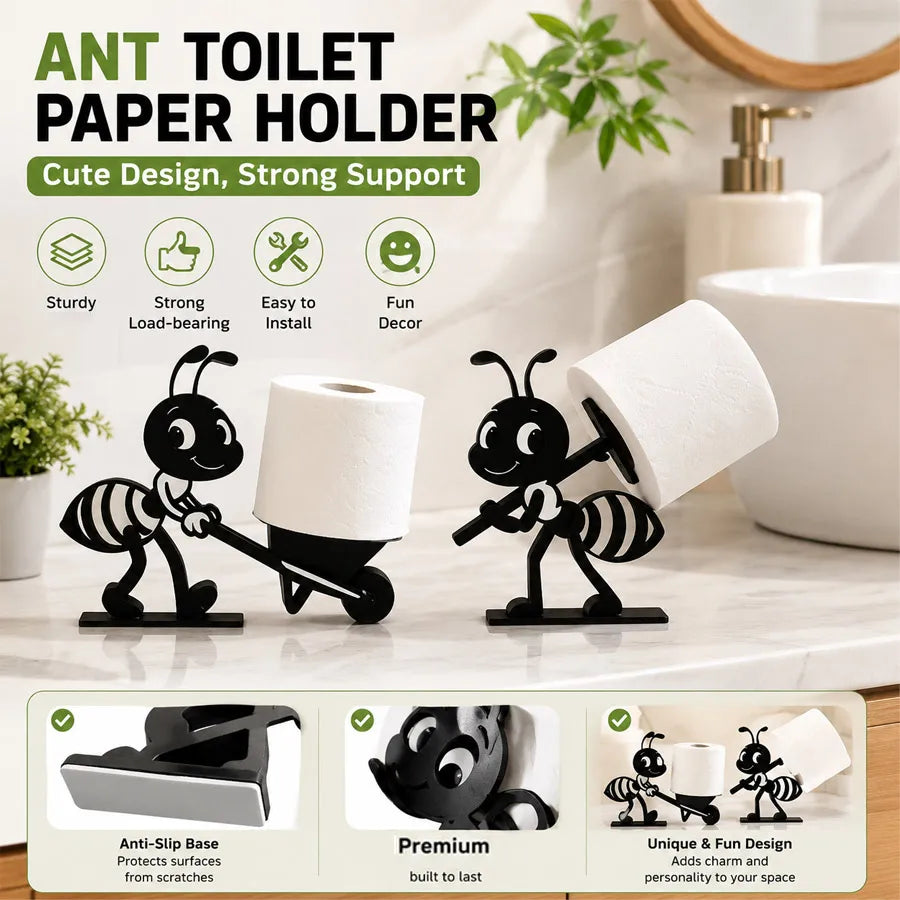 porte rouleaux papier toilette fourmi noir blanc stylisé ludique décoration salle bain