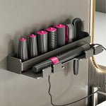 support mural adhésif noir rose coiffeur accessoires secateur brosse fer lisser moderne salle bain