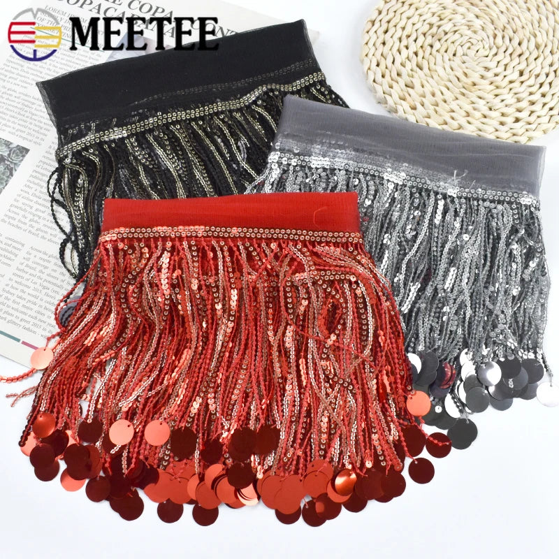 rubans franges or argent noir rouge élégants brillants adhésifs couture décoration festive