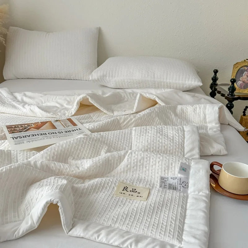 couette d'été coton 100 tissée rayures moderne blanche jacquard respirante été adultes maison