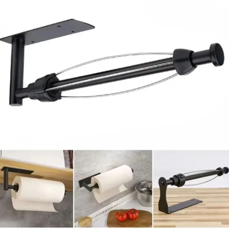 porte serviettes cuisine noir métal moderne vis fixation organisateur