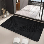 tapis bain doux feuilles fougère relief moderne vert gris polyester