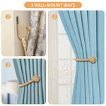 boucle rideau beige bleu clair corde tressée rustique double trous fixations accessoires voilures chambre