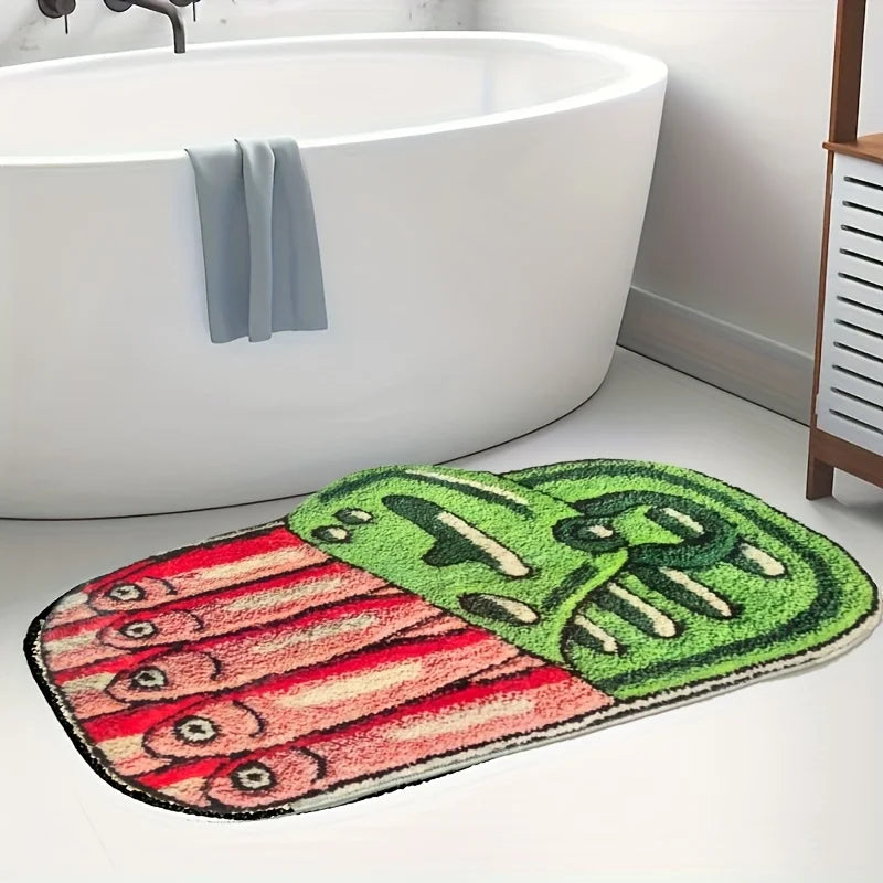 tapis créatif pop art poissons rayures horizontales rouge vert bleu blanc adultes extérieur imperméable