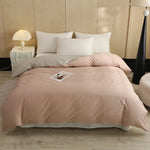 ensemble literie coton 100% uni moderne gris clair beige rose pâle doux adultes maison