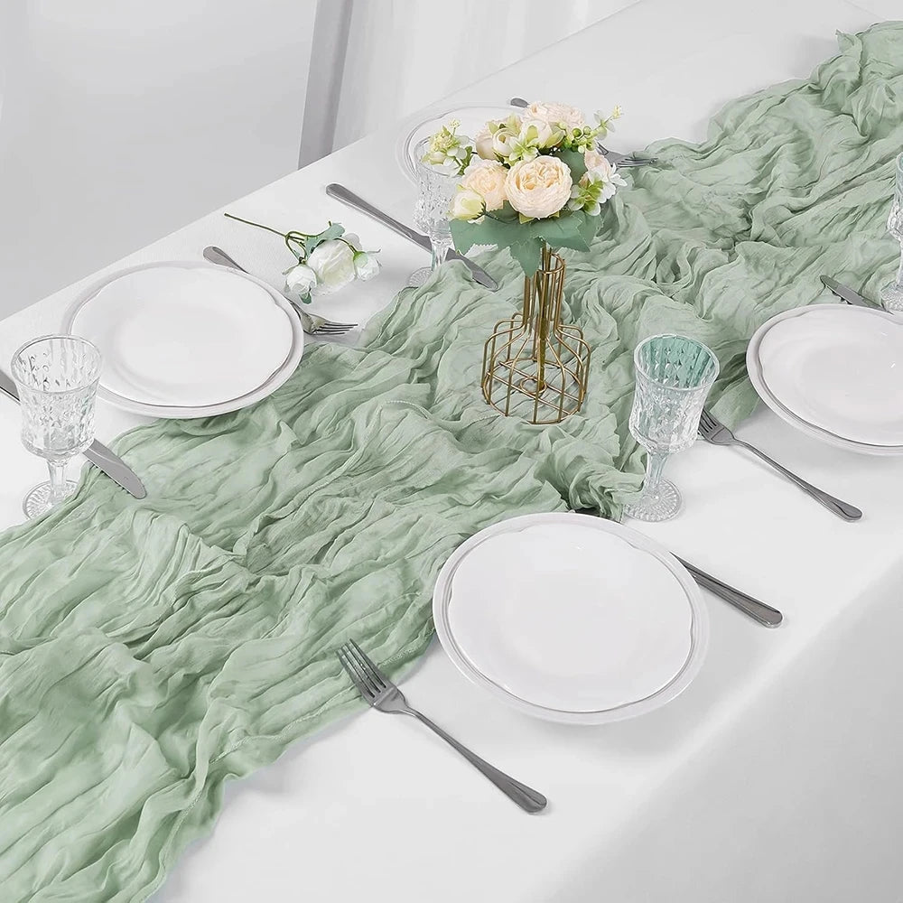 nappes décoratives table vert olive beige blanc plissées effet texturé rustiqueétalementsemi transparentDecorationChampêtre