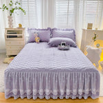 housse lit coton imprimé fleurs romantique douce rose blanche bleue violacée dentelle