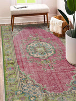tapis rose ornements floraux motifs géométriques vintage ethnique 80x120cm