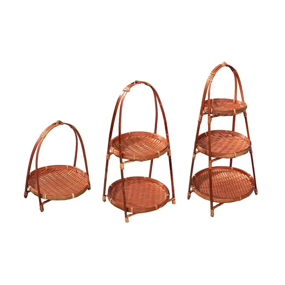 panier tressé étagère multiplateaux présentoir fruits cuisine rustique marron clair chambre salon