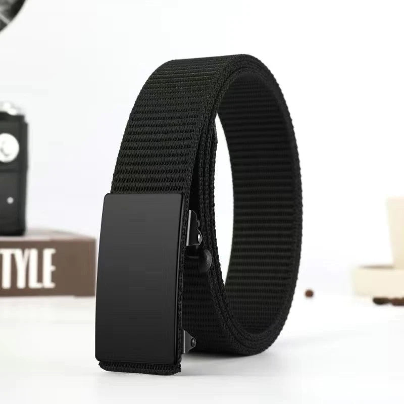 ceinture toile noire boucle automatique largeur 3cm moderne minimaliste adultes unisexe