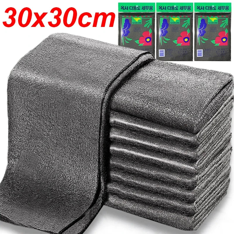 chiffon microfibre gris nettoyage vitre sans trace réutilisable serviette ménage polyvalente épaisse