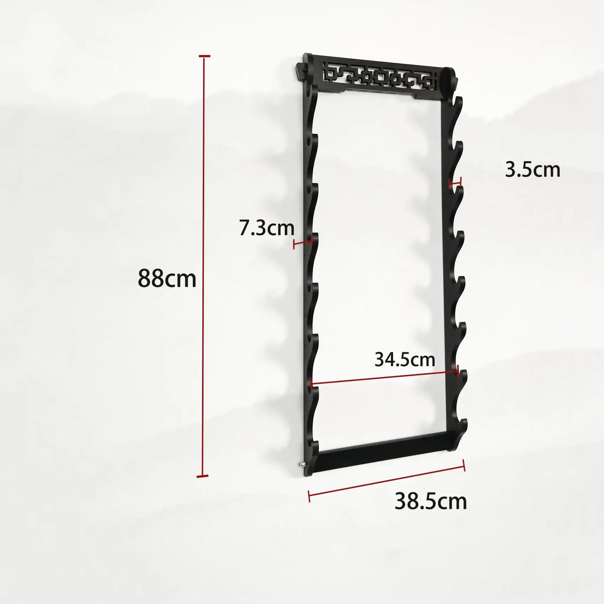 présentoir épée mur japonais niveaux bois doré décoration chambre traditionnel