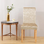 housse chaise velours moderne élégante mariage salle manger beige élastique polyester