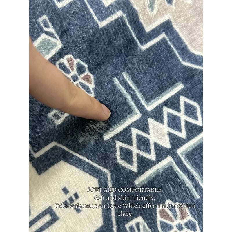 tapis moderne géométrique polyester antidérapant imperméable entrée couloir sol gris beige