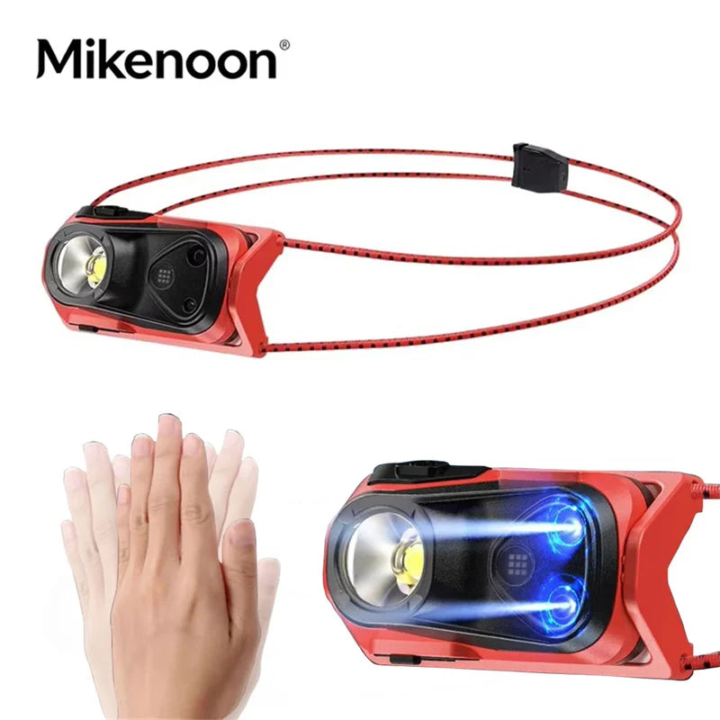 lampe frontale led rechargeable headlamp camping torch travail nuit mode ajustable ceinture rouge moderne