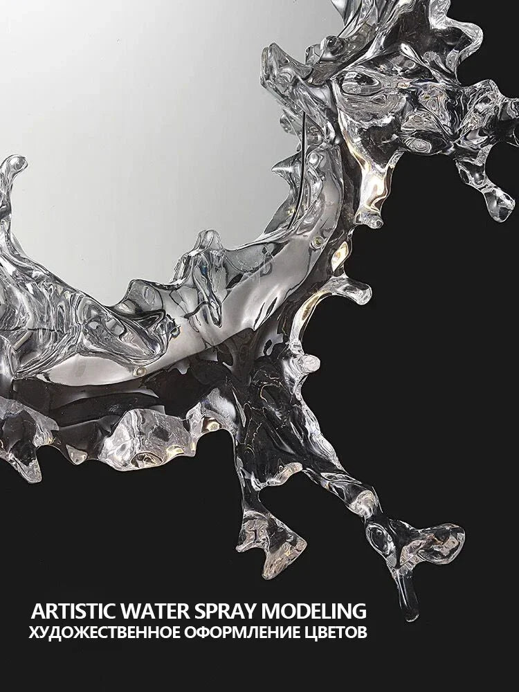 miroir mural moderne effet éclaboussure eau transparent argenté fixé mur