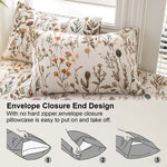 housse couette motif floral moderne pièces blanc cassé orange marron vert douce machine laver