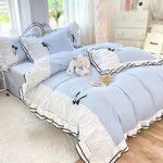 ensemble literie bleu clair papillons broderie doux romantique 135x200cm 150x200cm 168x229cm 180x210cm 200x200cm 200x230cm