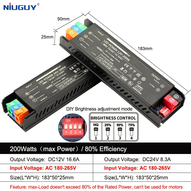 transformateur alimentation led 12v 24v 60w 100w 200w 300w 400w noir industriel adjustable