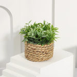 plante artificielle vert clair feuilles simples pot paille rustique décoration intérieure externe exposée