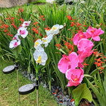 fleurs artificielles orchidées blanc rose bleu moderne décoratifextérieur tringle métallique socle noir