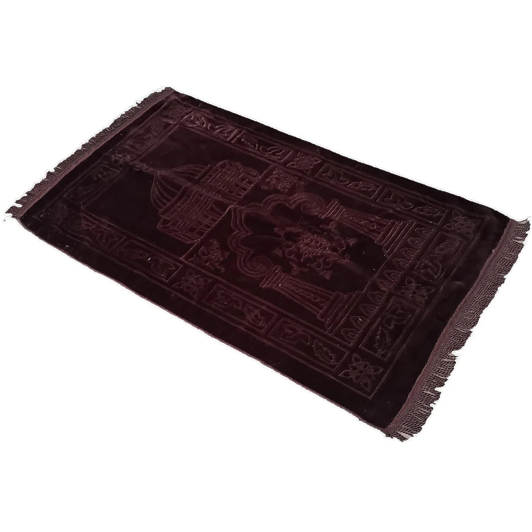 tapis prière polyester velours motifs géométriques floraux gris bleu vert violet moderne élégant İslam