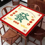 tapis jeu mahjong motifs traditionnels chinois vert rouge bleu rose