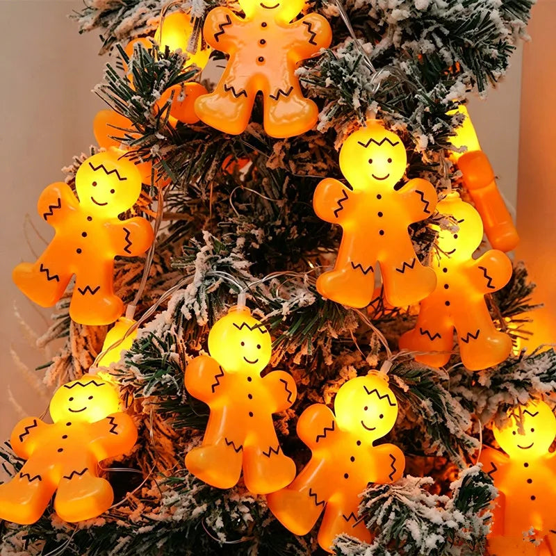 guirlande lumineuse noël père noël souriant orange noeuds papillons led festif