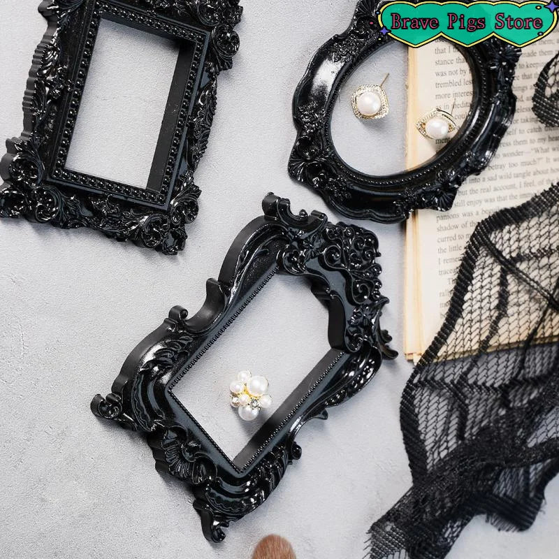 cadres decoratifs noir decorations florales baroque vintage gothique victorien bijoux argents