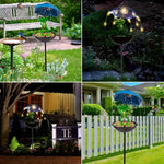 statue grenouille parapluie abreuvoir oiseaux deco jardin lumiere solaire vert bleu moderneextérieur fantaisiste led