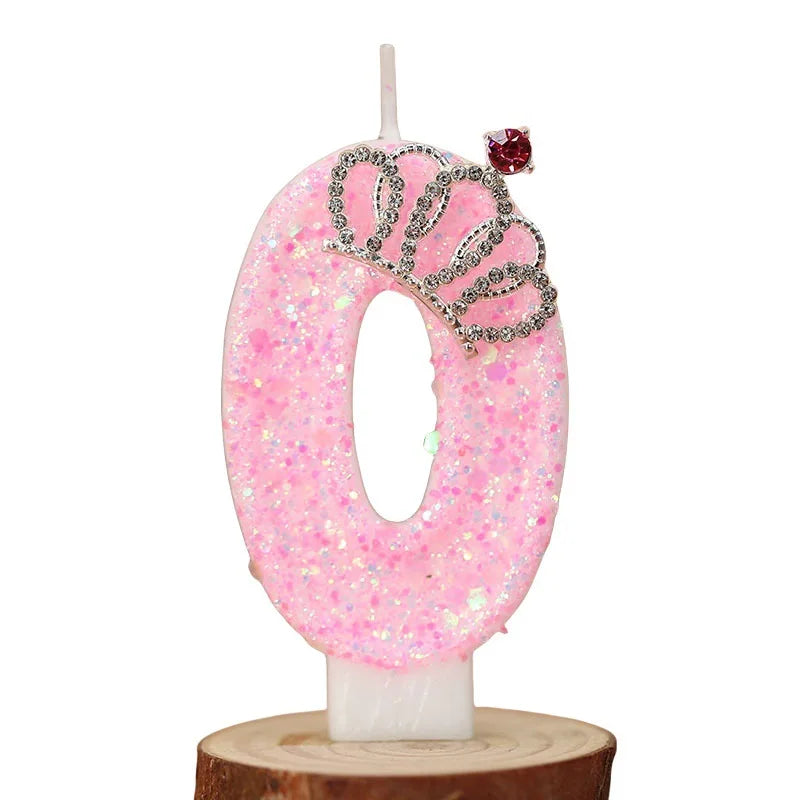 bougies anniversaire forme chiffres rose scintillants dorés festive tringle couronne strassée numéro