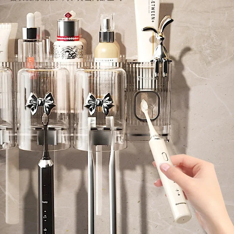 porte brosses dents transparent moderne adhésif motifs décoratifs cosmétiques rangement salle bain minimalistemaximum 14