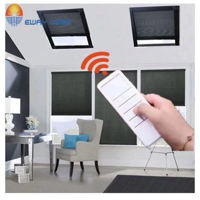 Store électrique pour fenêtre de toit en nid d'abeille blanc