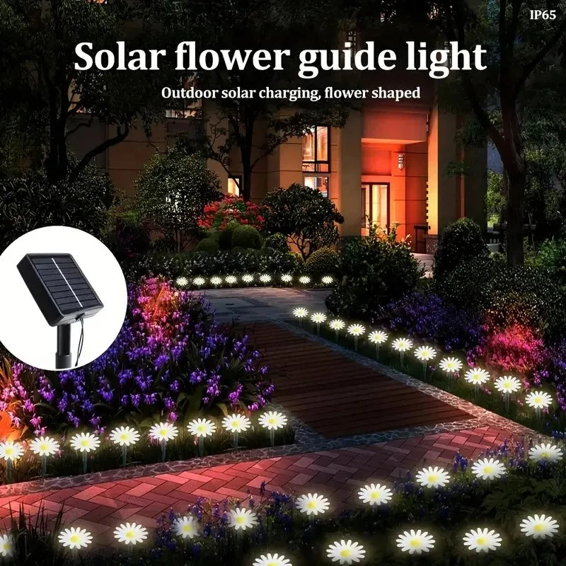 décoration extérieure solaire fleur led moderne blanc jaune ip65 résistante modes