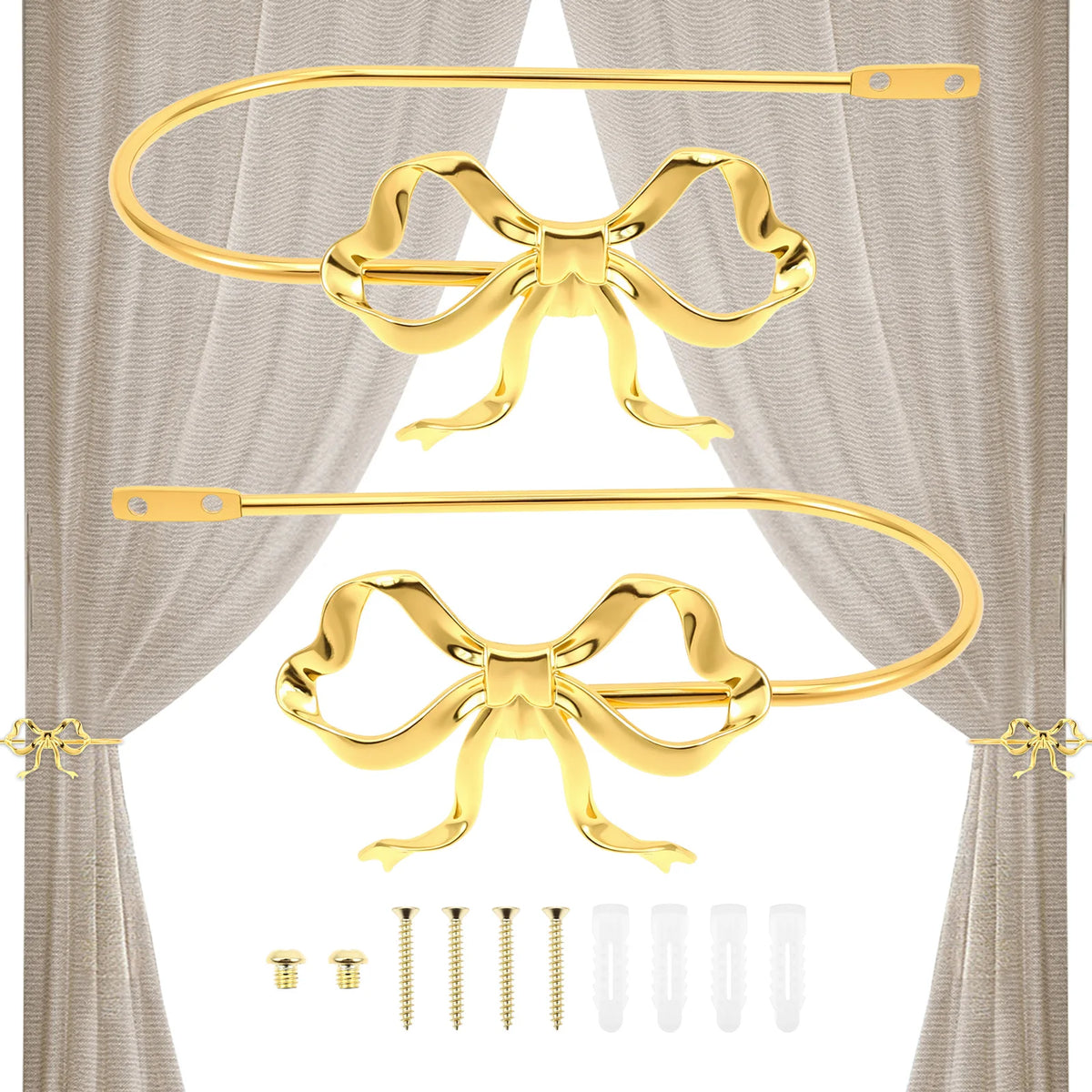 rideaux or nœuds décoratifs métal holdback fixations vis chambre maison