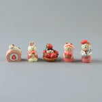 figurines animaux mignonnes résine strawberries fruits décor maison kawaii blanc rose beige rouge cartoon