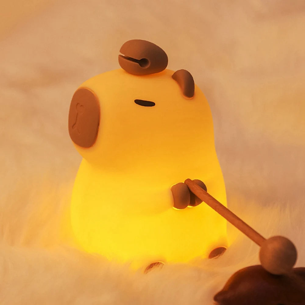 lampe nuit capybara forme animale mignonne beige marron enfants cartoon