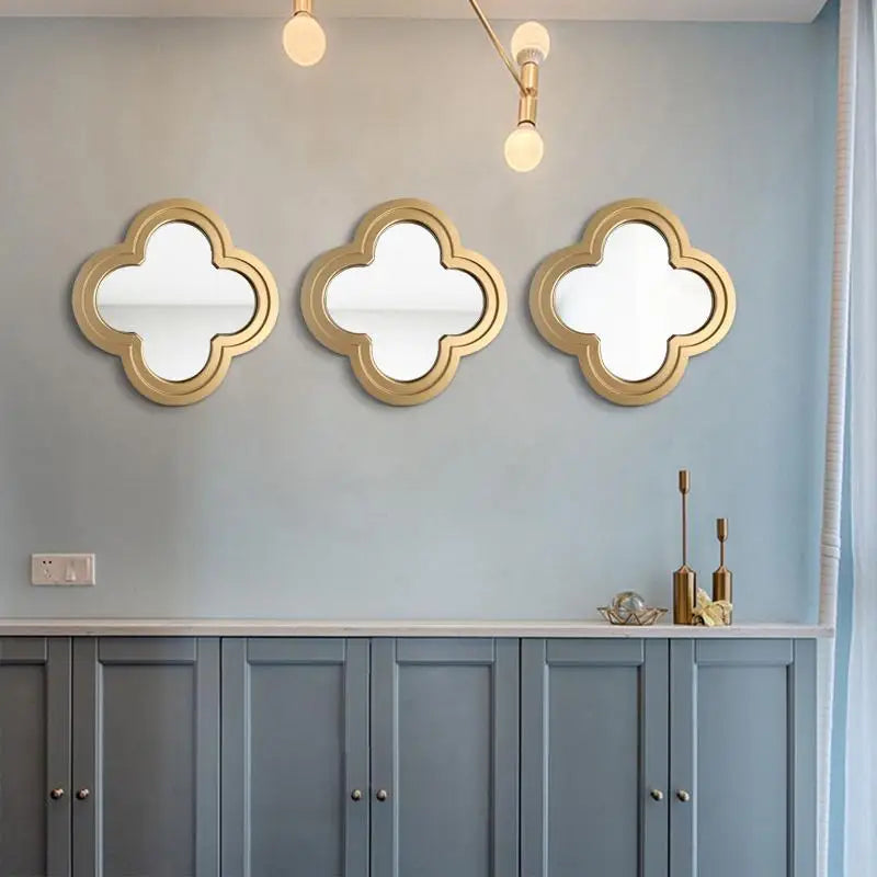 miroir moderne doré quadrilobé fixation murale accessoire décoration intérieure chinese