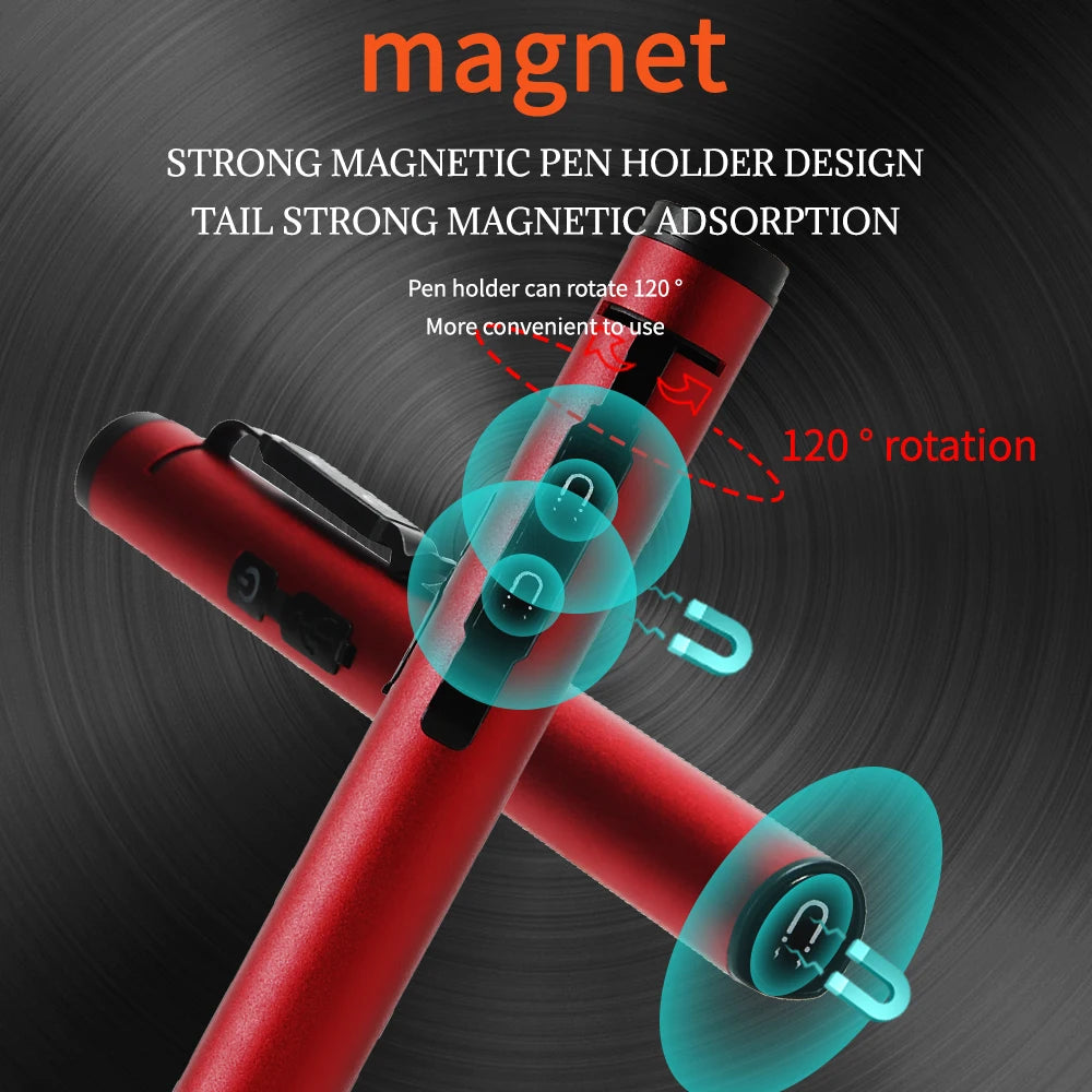 lampe torche multifonctionnelle rechargeable led spot flood uv clip aimant métallique moderne