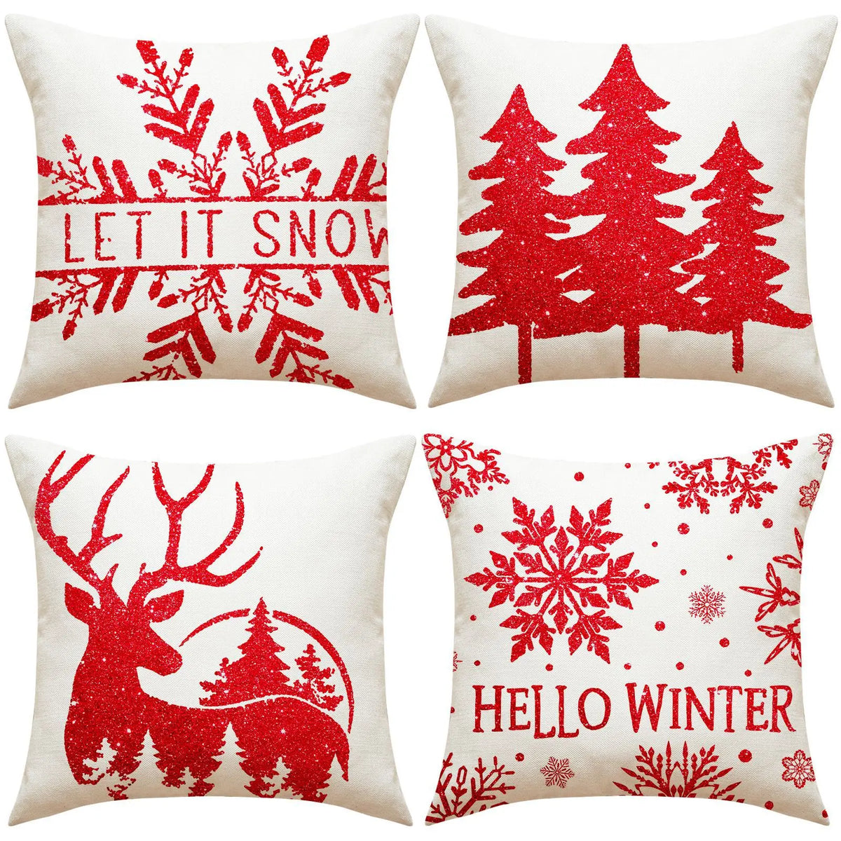 coussins carreaux rouge blanc vert doré sapins étoiles adhésifs décor noël traditionnel festive