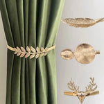 boucles or feuilles stylisées classiques métal inoxydable accessoires rideaux décoratifs haut gamme moderne