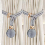 rideaux sangles ajustables pendentif boule dorée attache simple moderne coton polyester beige gris marron