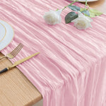 ruban table rose rayures horizontales moderne pompons fleurs séchées 90x180cm occasionnels événements