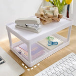 support rangement double niveau blanc moderne rangement papeterie stylo cahier agrafeuse marque page boite