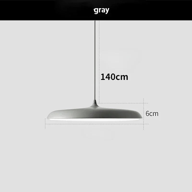 Suspension lumineuse moderne bleu noir gris blanc rose doré plat lisse scandinave câble suspendu