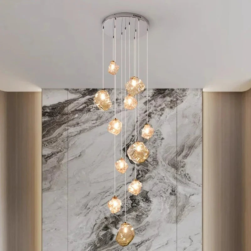 Suspension lumineuse moderne dorée noir formes géométriques brillantes salon chambre