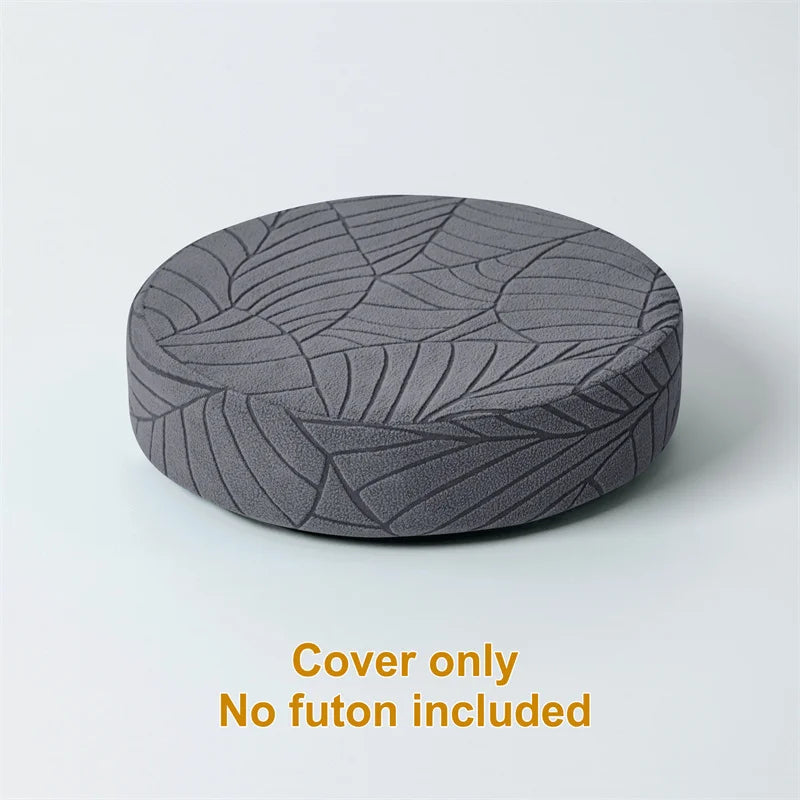 housse coussin rond motif feuilles gris moderne extérieur salon décoration fixations polyestère machine