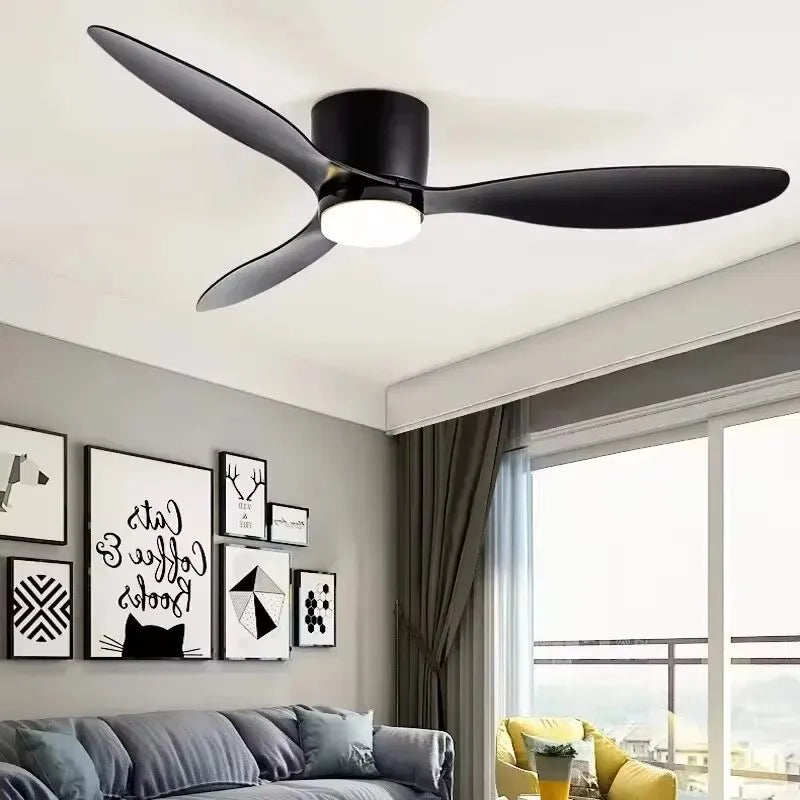 ventilateur led blanc bois noir moderne vitesses télécommande 42 52 pouces