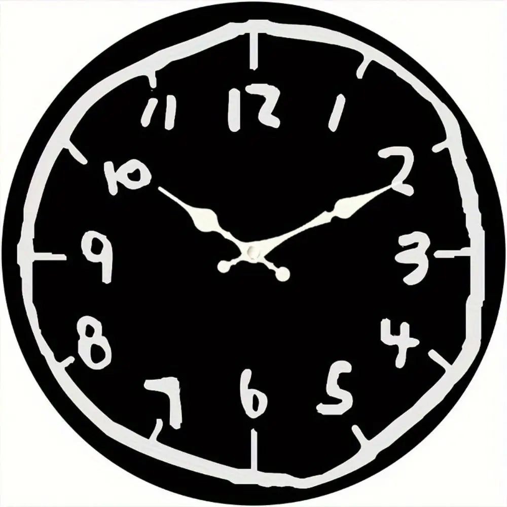 horloge murale numérique 30cm dessins animés minimaliste couleur noire blanche rouge