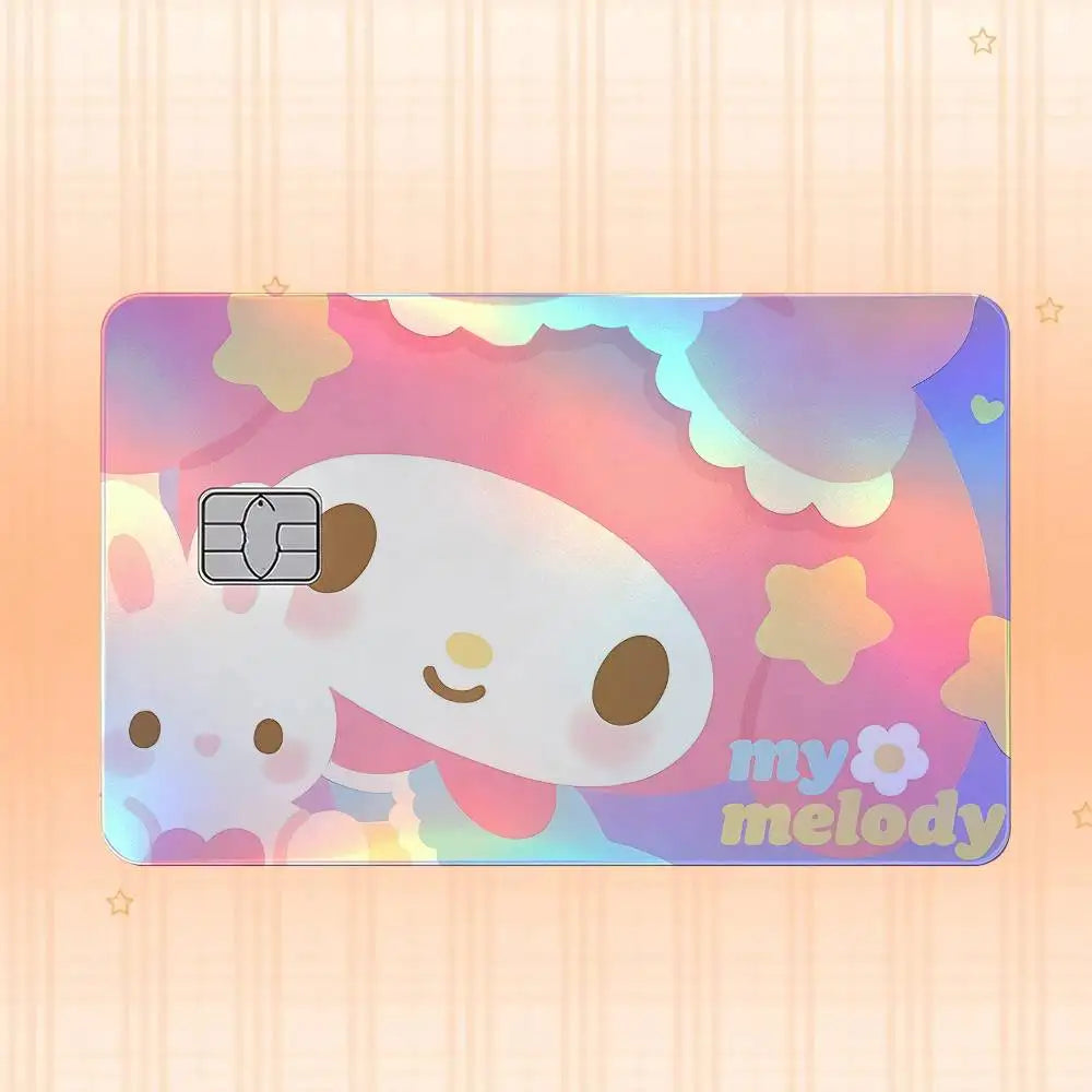 autocollant carte crédit my melody dessin animé rose violet bleu blanc